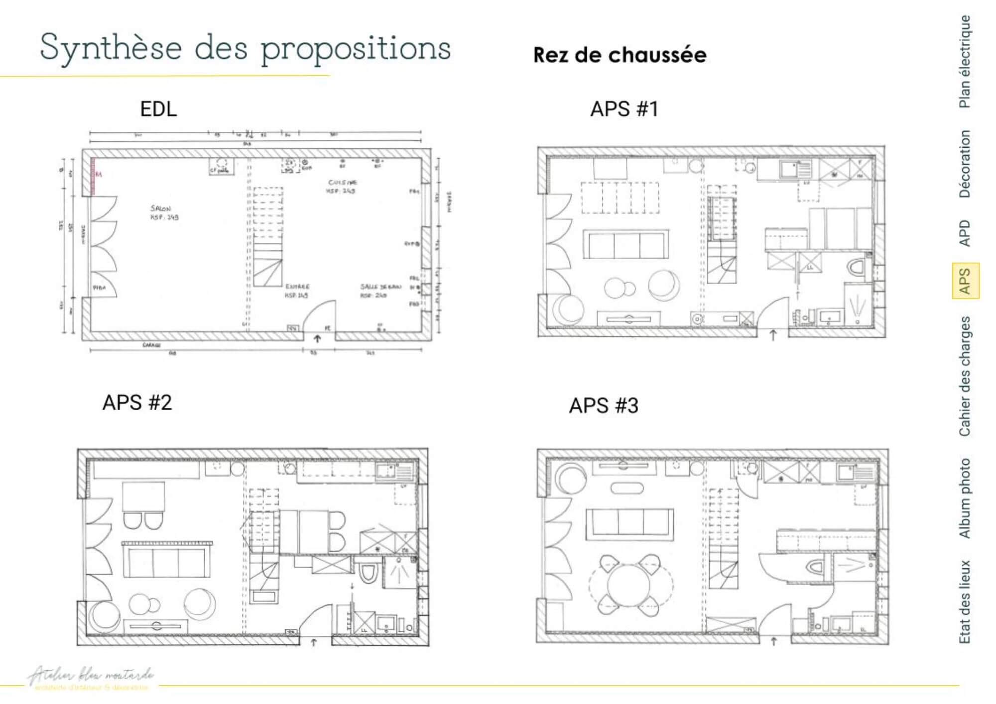 Dossier de rénovation avec 3 plans d’aménagement – Architecte d’intérieur Oise