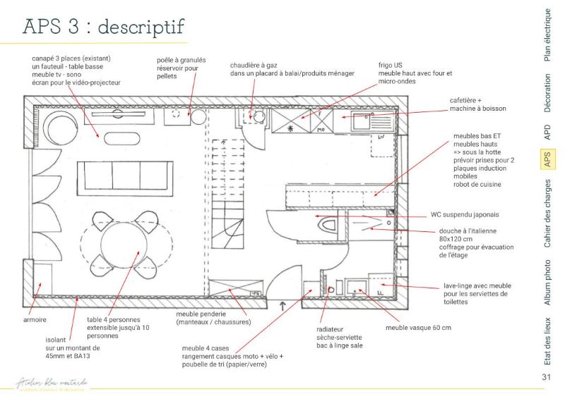 Plan APS 3 – Rénovation rez-de-chaussée Pontcarré Troisième plan APS explorant les volumes disponibles pour la rénovation du rez-de-chaussée d’une maison des années 70